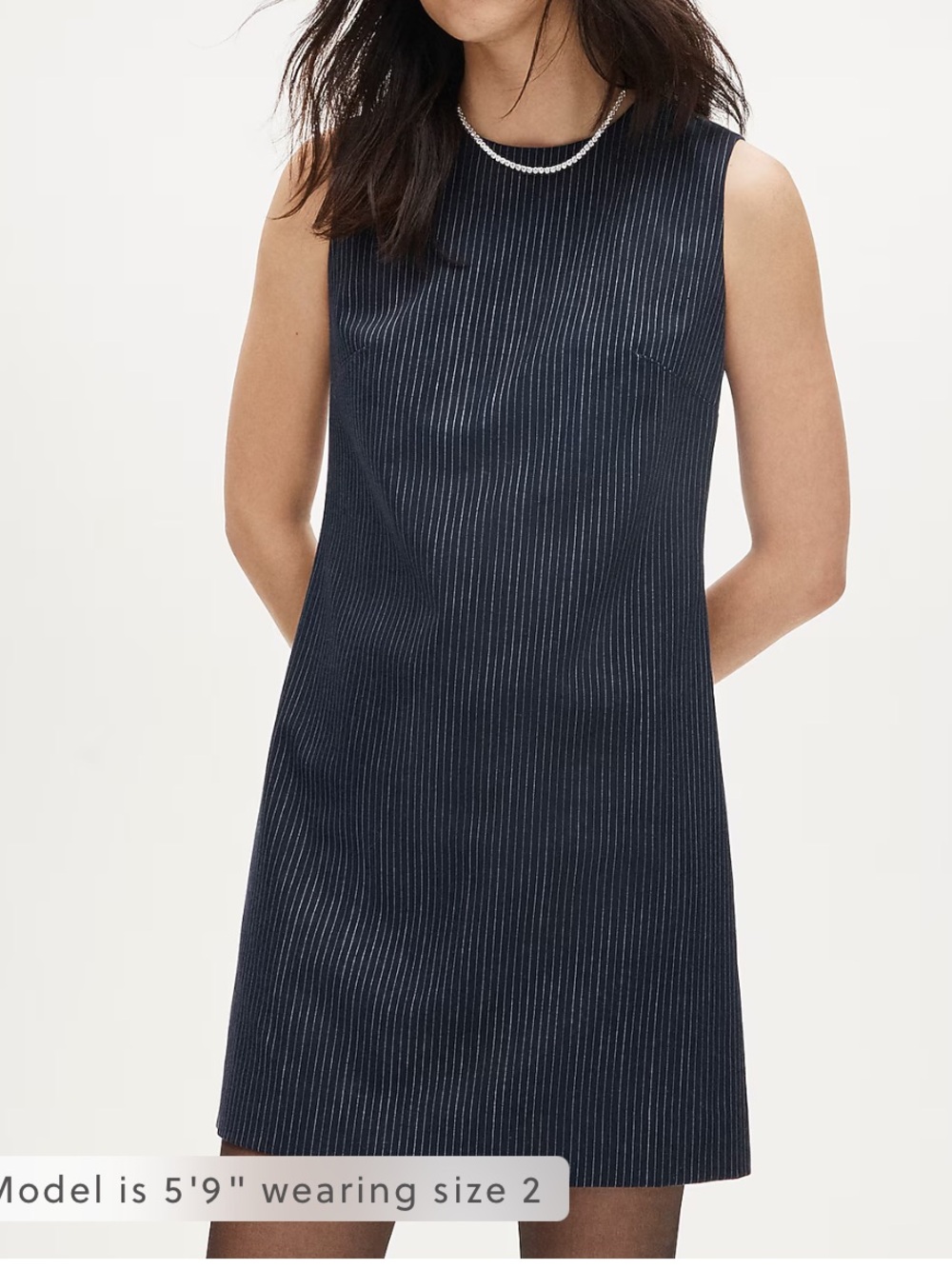 J.Crew Mini shift dress in pinstriped wool blend-Navy-CS925-NWT